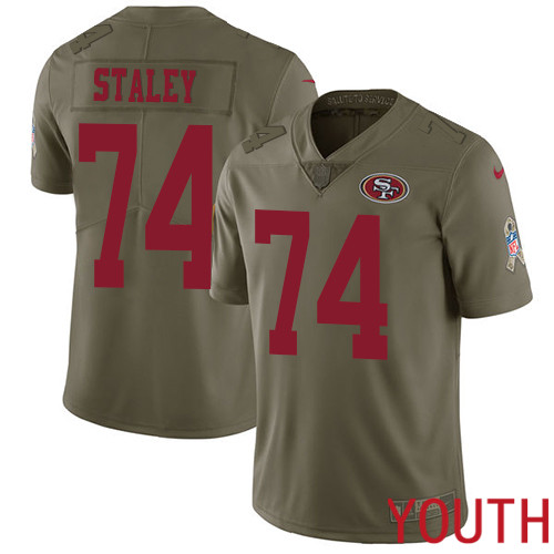 San Francisco 49ers Limited Olive Youth Joe Staley NFL Jersey #74 2017 Salute to Service->san francisco 49ers->NFL Jersey